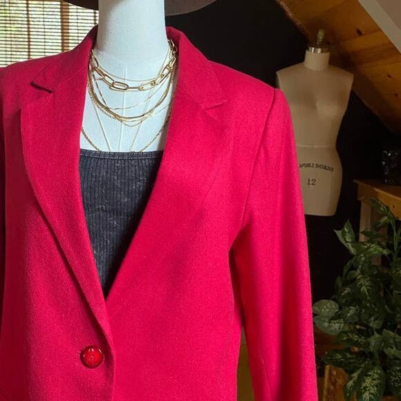 Vintage 90s Red Wool Blazer - Picture 8 of 8